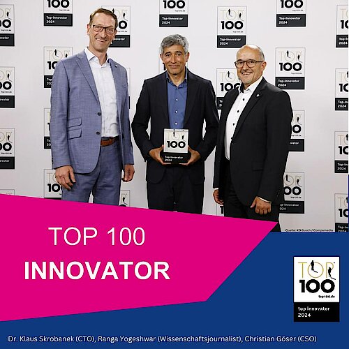 TOP 100 INNOVATOR
Feierliche Preisübergabe
 
Ranga Yogeshwar gratuliert Swoboda zu seiner Auszeichnung mit dem TOP...